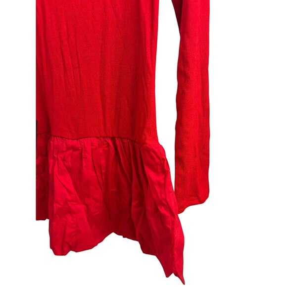 Lulus Red Long Sleeve Mini Dress Size M Ruffle Hem Stretch NWT - Picture 9 of 13